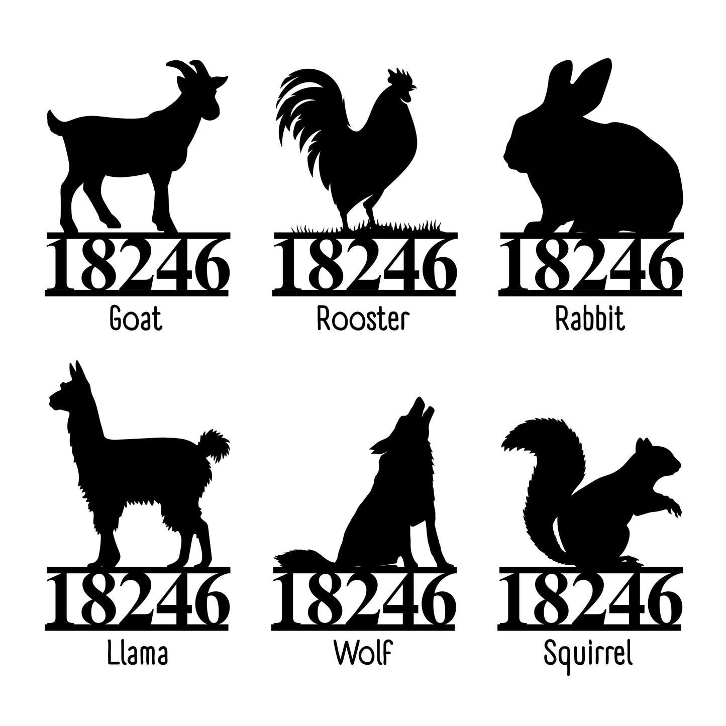 Animal House Number Metal Sign