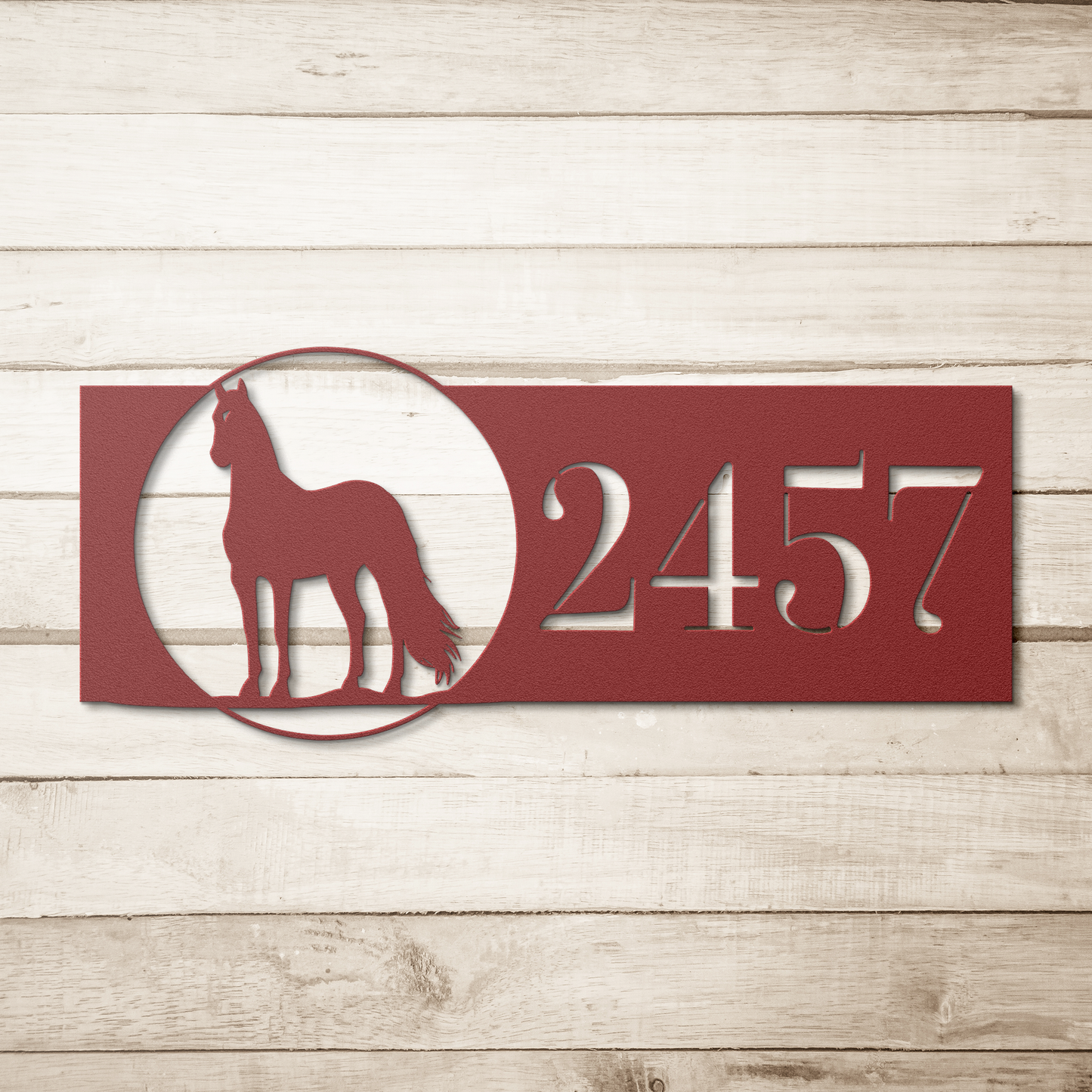 Horse_House_Number_Metal_Sign_Red_Simple_Wood_BKGD_Mockup.png