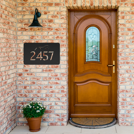 Horse_Home_Number_Metal_Sign_Black_Brick_Entrance_Mockup.png